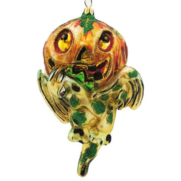 Larry Fraga Gargoyle Blown Glass Halloween Ornament Pumpkin 4197