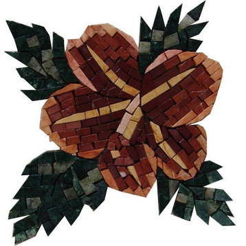 Floral Mosaic Tiles, Dark Lille, 7"x7"