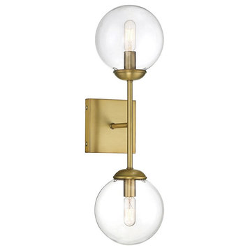 Savoy House Meridian 2 Light Wall Sconce Natural Brass