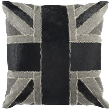 Bristol Cowhide Pillow - Gray, Black