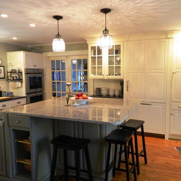 Paneled refrigerator/pantry area