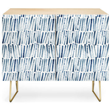 Deny Designs Strokes and Waves Credenza, Birch, Gold Steel Legs