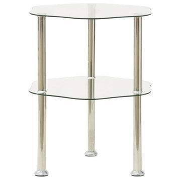 vidaXL Side Table 2-Tier End Coffee Table with Shelf Transparent Tempered Glass