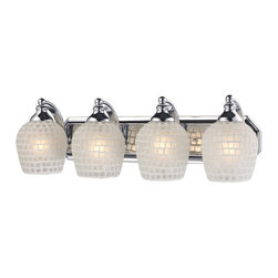 Elk Lighting - Elk Lighting 570-4C-WHT 4 Light Vanity in Polished Chrome & White Mosaic Glass - Bathroom Vanity Lighting