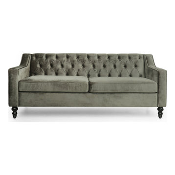 Jameer Modern Glam Tufted Velvet 3 Seater Sofa