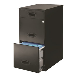 Space Solutions 3 Drawer Metal File Cabinet with Pencil Drawer Black ...