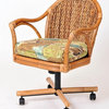 Panama Tilt Swivel Caster Chair In Antique Honey With Holy Mackeral Coral