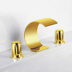 Ti-PVD Finished Waterfall Widespread Bathroom Sink Faucet T-7022G - Bathroom Sink Faucets