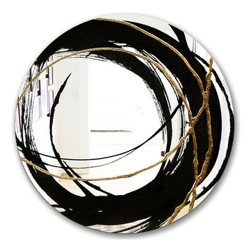 Designart Black And White 10 Glam Oval Or Round Wall Mirror, 32x32