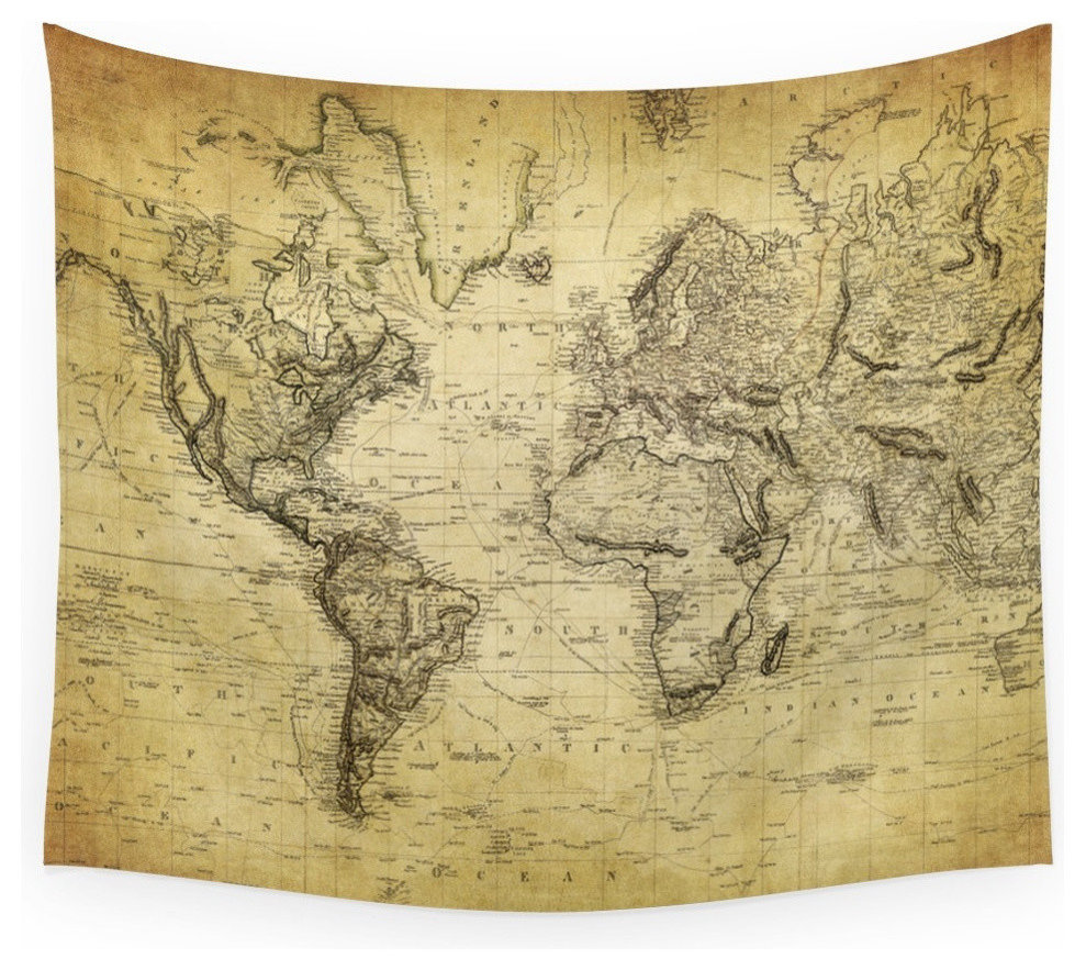 Society6 World Map 1814 Wall Tapestry, Small, 51"x60"