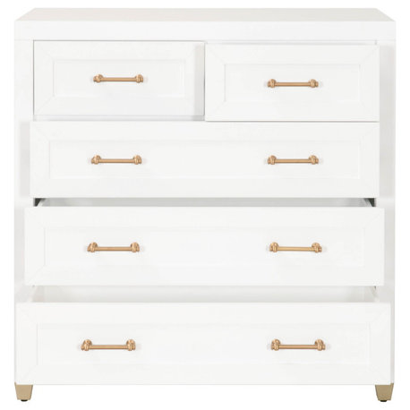 Stella 5-Drawer High Chest Matte White