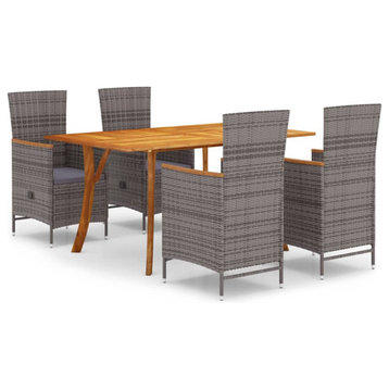 vidaXL Patio Dining Set Outdoor Dining Set Table and Chair Set 5 Piece Gray