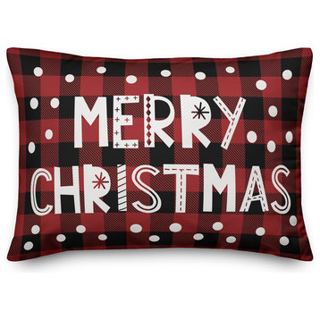 Plaid Merry Christmas 14"x20" Throw Pillow Cover