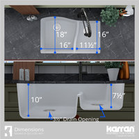 Karran Undermount Quartz 32" 60/40 Double Bowl Kitchen Sink, White
