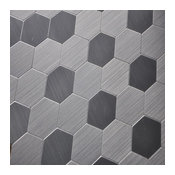 12"x12" Instant Mosaic Honeycomb Peel and Stick Brushed Stainless, Set of 6