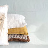 Stonewashed Silk and Woven Cotton Pillow Cover, Cream