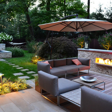 Modern Outdoor Fireplace Designs & Landscape Design NJ