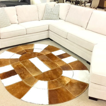 Designer Luxury Patchwork Rug / Oval - 5'2" x 7'1" / Hand Stitched in Europe