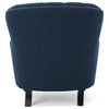 GDF Studio Alfred Royal Vintage Design Upholstered Arm Chair, Dark Blue