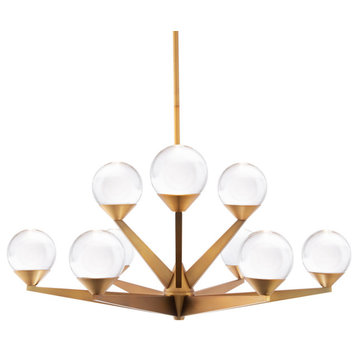 Modern Forms PD-82027 Double Bubble 9 Light 27"W LED Globe - Aged Brass