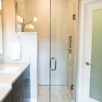 Curbless Shower with Hinged Door Entry