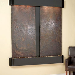 Cottonwood Falls Water Fountains with Blackened Copper and Rajah Slate - Indoor Fountains