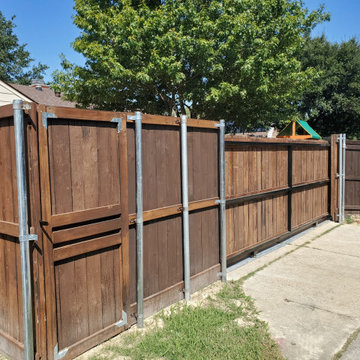 Electric Sliding Gate and Wood Fence