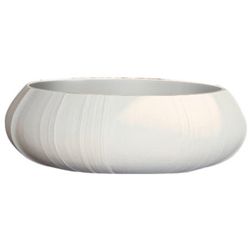 Classic Elegant Large White Centerpiece Bowl | Wide Linen Textured Sculpture