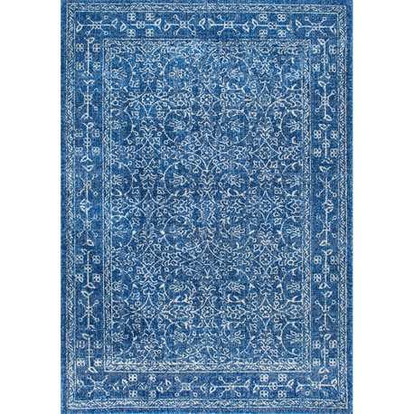 Nuloom Traditional Medieval Floral Rug , Dark Blue 5'3"x7'9"