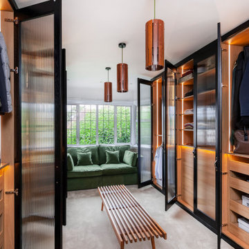 Modern fitted wardrobes for a dressing room