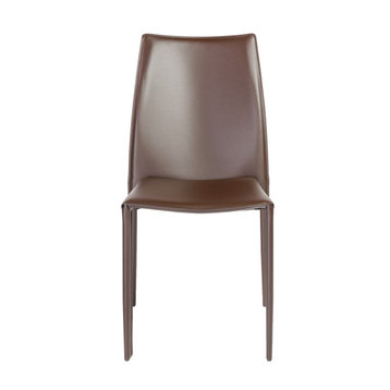 The Dubai Stacking Side Chair, Leather, Set of 2, Brown