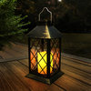 Solar Powered Lantern- Hanging or Tabletop LED Pillar Candle Lamp by Lavish Home