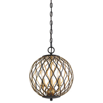 Gilded Glam 3-Light Pendant Light in Sand Coal With Painted And Pla