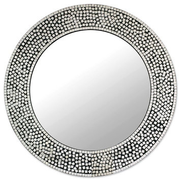 Round Shimmer Glass Mosaic Wall Mirror