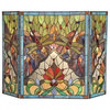 Anisoptera Purity Tiffany-Glass 3-Piece Folding Dragonfly Fireplace Screen