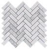 Carrara White Marble Honed Herringbone Mosaic Tile, Sample