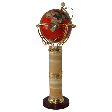 Illuminated Red - World Globe Rotated by a Motor - Size: 19"L x 19"W x 42"H.