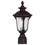 Livex Lighting - Oxford Outdoor Post Head, Bronze - From the Oxford outdoor lantern collection, this traditional design will add curb appeal to any home. It features a handsome, antique-style post plate and decorative arm. clear water glass  cast an appealing light and lends to its vintage charm. Wall plate, arm and other details are all in a bronze finish.