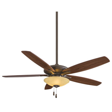 Minka Aire Mojo 52" LED Ceiling Fan, Oil Rubbed Bronze With Tea Stain Glass