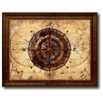 Compass Vintage Nautical Map Print on Canvas with Picture Frame, 18" x 23"