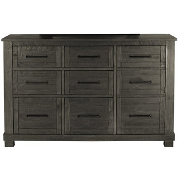 A-America Sun Valley 9 Drawer Rustic Solid Wood Dresser in Charcoal