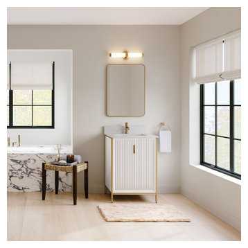 The Everleigh Bathroom Vanity, Single Sink, 24", White, Freestanding