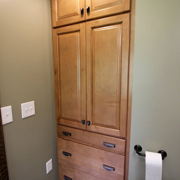 Small Bathroom Remodel with Cultured Marble Shower, Granite Countertops,