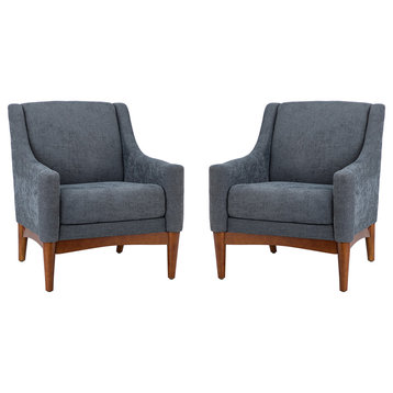 34.2" Comfy Living Room Armchair With Sloped Arms, Set of 2, Charcoal
