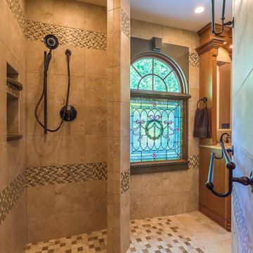 Bathroom with custom granite window accents