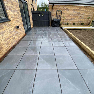 Cleaning up Grout Haze on a new Porcelain Patio in Ely
