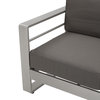GDF Studio 4-Piece Coral Bay Outdoor Gray Aluminum Chat Set With Cushions