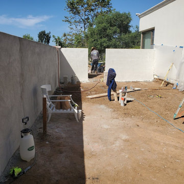 free standing wall and santa barbara stucco