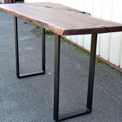 Live Edge Walnut Standing Desk with Modern Base - Desks And Hutches