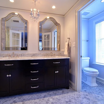 Double Vanity with Elegant Lighting in Lake Forest Master Bath